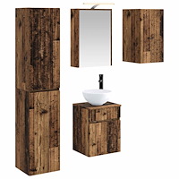 vidaXL Badrumsskåpsset 5 pcs Gammalt trä 43 x 16 x 62,5 cm