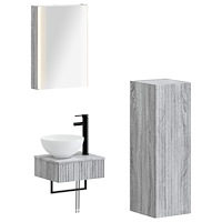 vidaXL Badrumsskåpsset 4 pcs Grå Sonoma 43 x 11,5 x 60,5 cm