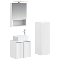 vidaXL Badrumsmöbelset 4 pcs Vit Konstruerat trä och glas