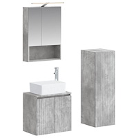 vidaXL Badrumsmöbelset 4 pcs Betonggrå Konstruerat trä och glas
