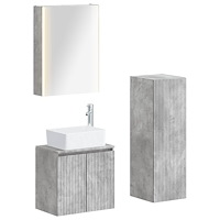 vidaXL Badrumsmöbelset 4 pcs Betonggrå Konstruerat trä och glas