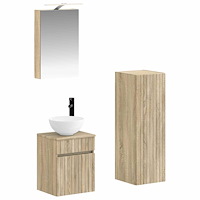 vidaXL Badrumsmöbelset 4 pcs Sonoma-ek Konstruerat trä och glas