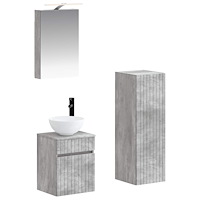 vidaXL Badrumsmöbelset 4 pcs Betonggrå Konstruerat trä och glas