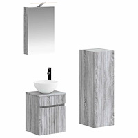 vidaXL Badrumsmöbelset 4 pcs Grå Sonoma Konstruerat trä och glas