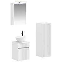 vidaXL Badrumsmöbelset 4 pcs Vit Konstruerat trä och glas