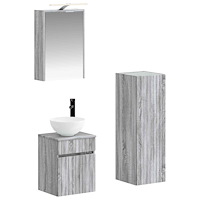 vidaXL Badrumsmöbelset 4 pcs Grå Sonoma Konstruerat trä och glas