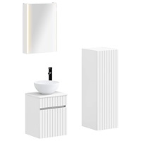 vidaXL Badrumsmöbelset 4 pcs Vit Konstruerat trä och glas