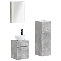 vidaXL Badrumsmöbelset 4 pcs Betonggrå Konstruerat trä och glas