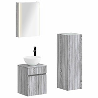 vidaXL Badrumsmöbelset 4 pcs Grå Sonoma Konstruerat trä och glas