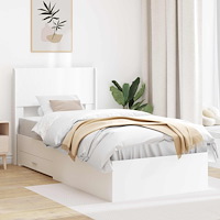 vidaXL Sängram med förvaring och huvudgavel Vit 90 x 190 cm