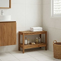 vidaXL Badrums sidobord Naturlig 60 x 30 x 45 cm Massivt teakträ