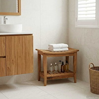 vidaXL Badrum Sidobord Naturlig 50 x 35 x 45 cm Massivt teakträ