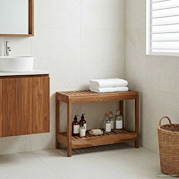vidaXL Badrum Sidobord Naturlig 60 x 30 x 45 cm Massivt teakträ