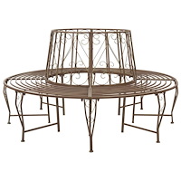 vidaXL Trädbänk 8-Antal sittplatser Ø 160 x 89 cm Stål Antik Brun Rund