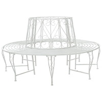 vidaXL Trädbänk 8-Antal sittplatser Ø 160 x 89 cm Stål Antik vit Rund