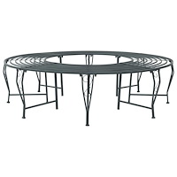 vidaXL Trädbänk 8-Antal sittplatser Ø 160 x 44 cm Stål Silvergrå Rund