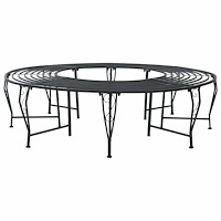 vidaXL Trädbänk 8-Antal sittplatser Ø 160 x 44 cm Stål Svart Rund