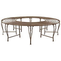 vidaXL Trädbänk 8-Antal sittplatser Ø 160 x 44 cm Stål Antikbrun Rund