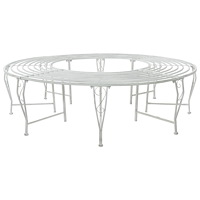 vidaXL Trädbänk 8-Antal sittplatser Ø 160 x 44 cm Stål Antik vit Rund