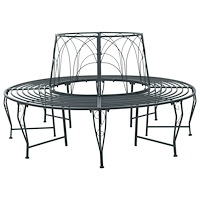 vidaXL Trädbänk 8-Antal sittplatser Ø 160 x 89 cm Stål Silvergrå Rund