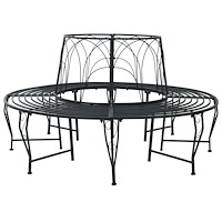 vidaXL Trädbänk 8-Antal sittplatser Ø 160 x 89 cm Stål Svart Rund