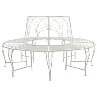 vidaXL Trädbänk 8-Antal sittplatser Ø 160 x 89 cm Stål Antik vit Rund