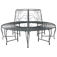 vidaXL Trädbänk 8-Antal sittplatser Ø 160 x 89 cm Stål Silvergrå Rund
