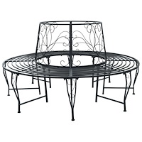 vidaXL Trädbänk 8-Antal sittplatser Ø 160 x 89 cm Stål Svart Rund
