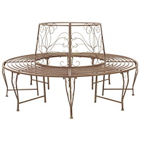 vidaXL Trädbänk 8-Antal sittplatser Ø 160 x 89 cm Stål Antikbrun Rund