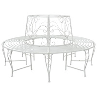 vidaXL Trädbänk 8-Antal sittplatser Ø 160 x 89 cm Stål Antik vit Rund