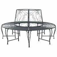 vidaXL Trädbänk 8-Antal sittplatser Ø 160 x 89 cm Stål Silvergrå Rund