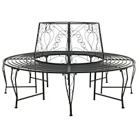vidaXL Trädbänk 8-Antal sittplatser Ø 160 x 89 cm Stål Svart Rund
