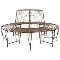 vidaXL Trädbänk 8-Antal sittplatser Ø 160 x 89 cm Stål Antikbrun Rund