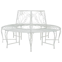 vidaXL Trädbänk 8-Antal sittplatser Ø 160 x 89 cm Stål Antik vit Rund