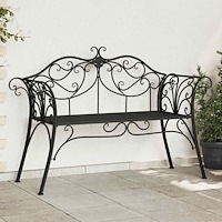 vidaXL Trädgårdsbänk 2-Antal sittplatser 130 x 47 x 90 cm Stål Svart