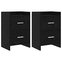 vidaXL Sängbord 2 pcs Svart ek 40 x 30 x 60 cm Konstruerat trä