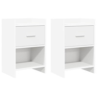 vidaXL Sängbord 2 pcs Vit 40 x 30 x 60 cm Konstruerat trä
