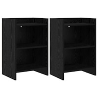 vidaXL Sängbord 2 pcs Svart ek 40 x 30 x 60 cm Konstruerat trä