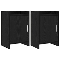 vidaXL Sängbord 2 pcs Svart ek 40 x 30 x 60 cm Konstruerat trä