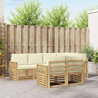 vidaXL Utomhussoffset 7 pcs Vit och grädde 247 x 128,5 x 73 cm