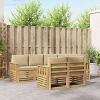 vidaXL Utomhussoffset 7 pcs Vit och Beige 247 x 128,5 x 73 cm