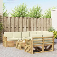 vidaXL Utomhussoffset 8 pcs Vit och grädde 59 x 59 x 37 cm Polyester
