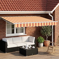 vidaXL Manuell markisram med LED-lampor Gul, Orange och Vit 3 x 2 m