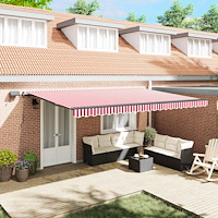 vidaXL Utdragbar markis Röd och Vit 500 × 350 cm Duk och Aluminium
