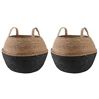 vidaXL Kruka med handtag 2 pcs Svart Ø 45 x 36 cm 100% Sjögräs