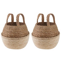 vidaXL Kruka med handtag 2 pcs Vit Ø 22 x 20 cm 100% Sjögräs