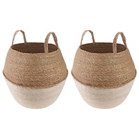 vidaXL Kruka med handtag 2 pcs Vit Ø 32 x 32 cm 100% Sjögräs