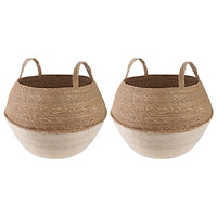 vidaXL Kruka med handtag 2 pcs Vit Ø 45 x 36 cm 100% Sjögräs