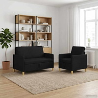 vidaXL Soffgrupp med förvaring 2 pcs Svart Polyester