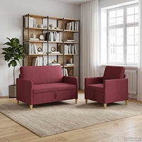 vidaXL Soffgrupp med förvaring 2 pcs Vinröd Polyester